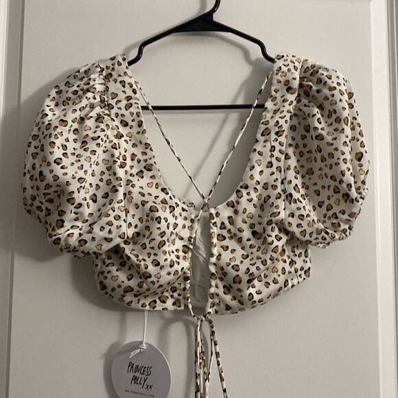 Princess Polly STARLING CROP TOP BEIGE LEOPARD US 12 XXL NWT - Picture 7 of 8